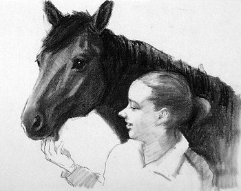 Die Liebe zu Pferden (3) — 21x15cm Kohle auf Papier 2010