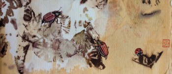 Tierchen auf Impressionen vom Garten (4) — 24x10cm Tinte auf Papier 2016