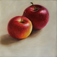 Zwei Äpfel [verkauft] — 15x15cm Öl auf Leinwand 2010